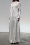 Mutedance 25 Autumn and Winter Round Neck Long Sleeve Waist Dress Flower Dye MD-MD25FW98-hoary
